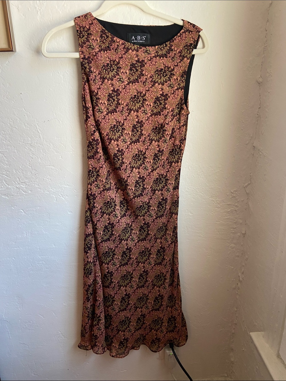 A·B·S by Allen Schwartz Orange/Pink and Black Floral Sheath Dress
